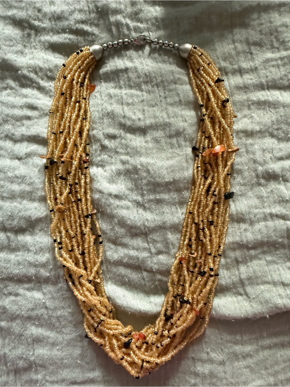 Beaded Multi-Strand Necklace in Light Peach by